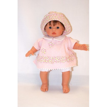 Кукла Мончи в летнем платье с цветочной панамкой 34 см Carmen Gonzalez